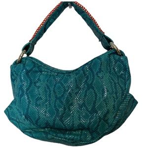 dXtouch Brand Green Leather and Swarovski Crystal Hobo Shoulder Bag
